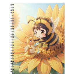 Caderno Espiral Goldene Hummel im Blütentanz.7