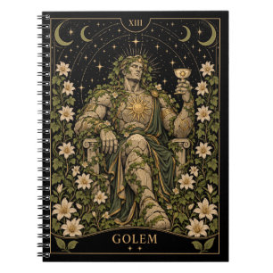Caderno Espiral Golem, Arte do Tarot Estrelado