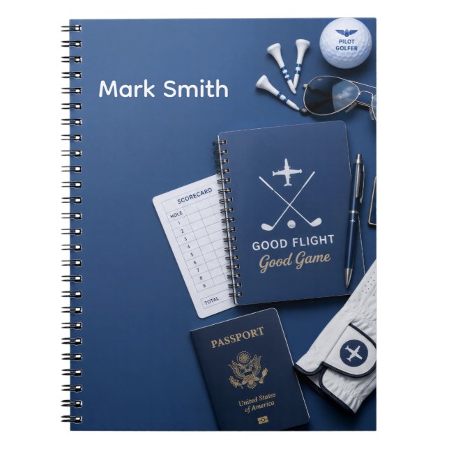 Caderno Espiral Golf  Pilot themed with plane on blue (Frente)