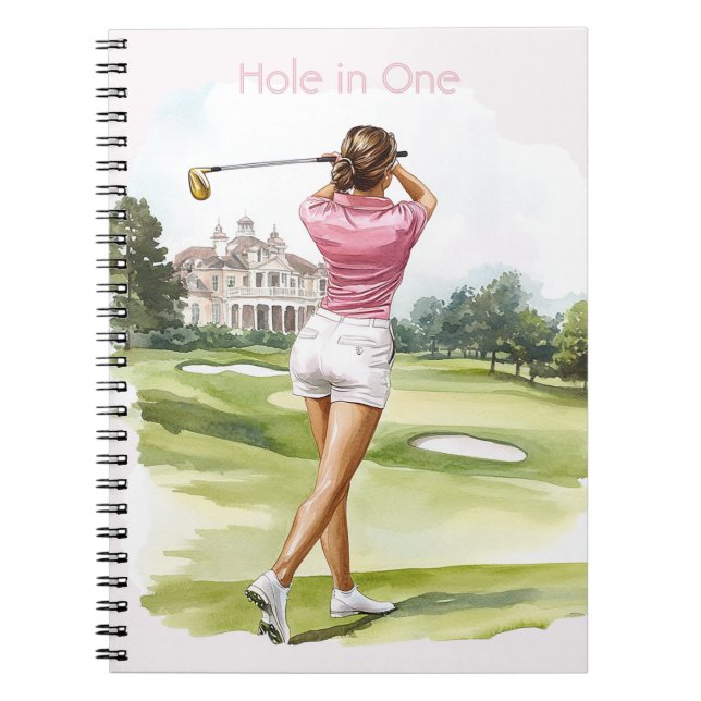 Caderno Espiral Golfe de Top Rosa Feminino (Frente)