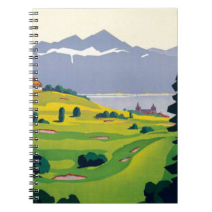 Caderno Espiral Golfe Vintage Lausanne Cidade Lago Suíça