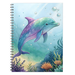 Caderno Espiral Golfim pintado à aguarela