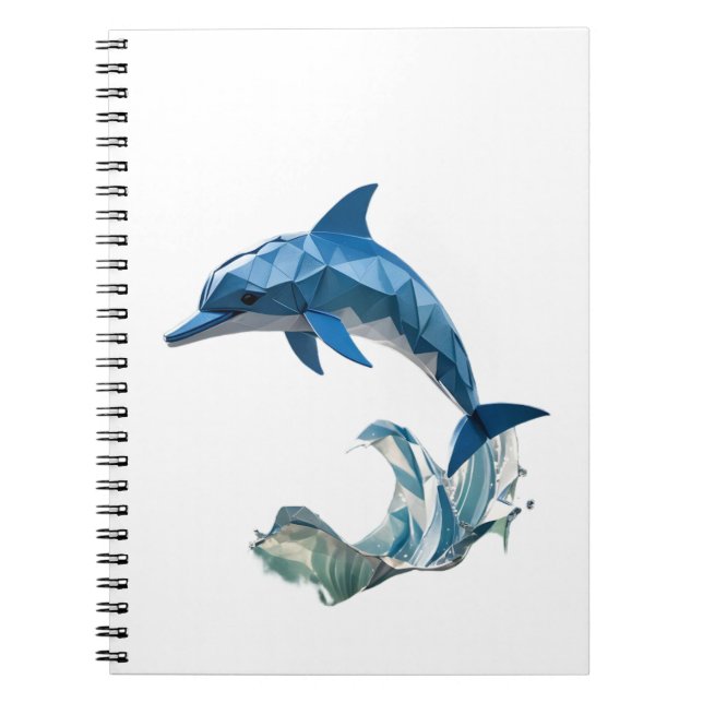 Caderno Espiral Golfinho de origami de volta às aulas (Frente)