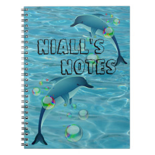 Caderno Espiral Golfinho Divertido e Bolhas Personalizadas