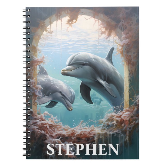 Caderno Espiral Golfinho Espiando Personalizado (Frente)