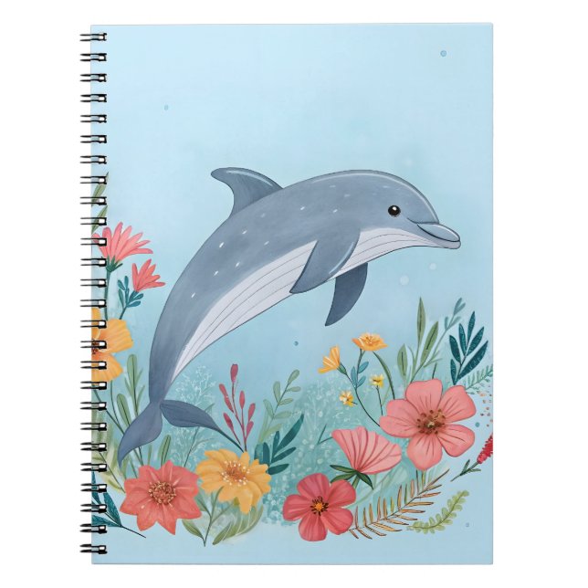 Caderno Espiral Golfinho Floral (Frente)