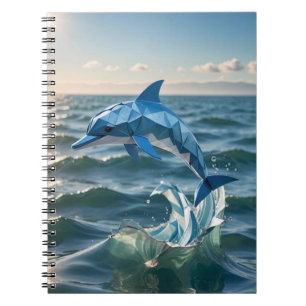 Caderno Espiral Golfinho Origami saltando da espiral marítima