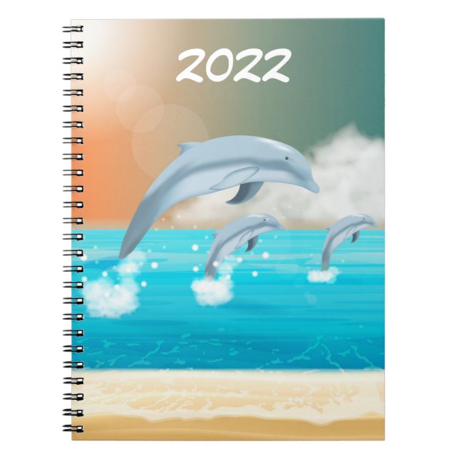 Caderno Espiral golfinho saltando no oceano (Frente)