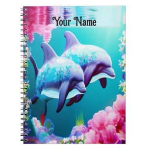 Caderno Espiral Golfinhos e Flores Submarinos
