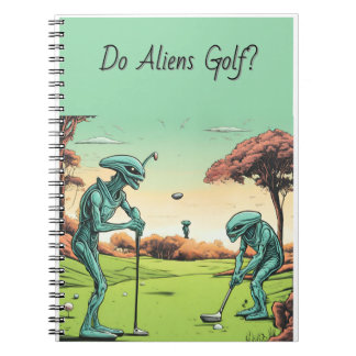 Caderno Espiral Golfistas de alienígena - Notebook com texto editá