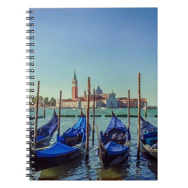 Caderno Espiral Gôndolas em Veneza, Itália (Frente)