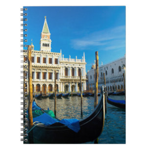 Caderno Espiral Gôndolas no Grande Canal perto do Palácio do Doge