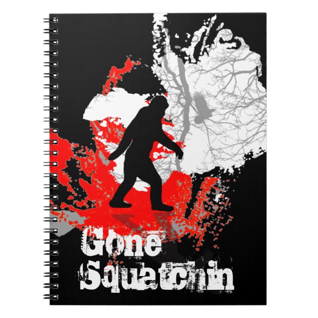Caderno Espiral Gone Squatchin, pé-preto (Frente)