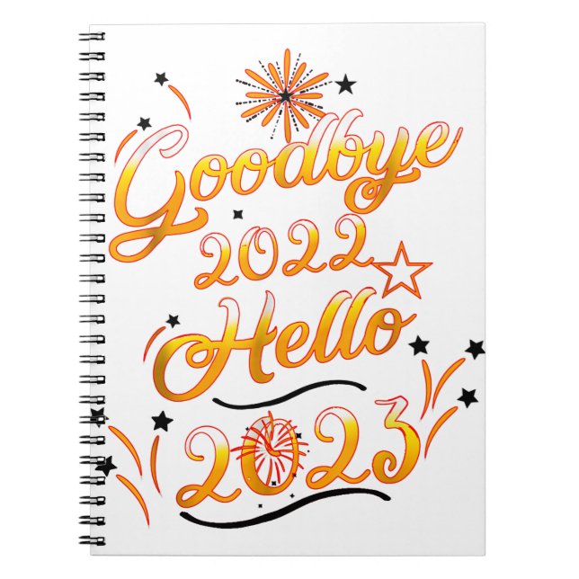 Caderno Espiral Goodbye 2022 Hello 2023 - Fireworks Feliz ano novo (Frente)