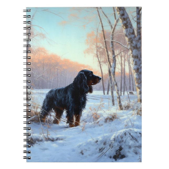 Caderno Espiral Gordon Setter Deixe-O Neve Natal (Frente)