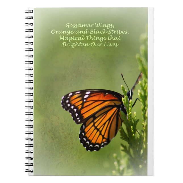 Caderno Espiral Gossamer Wings of Monarch Butterfly Poem Mim (Frente)
