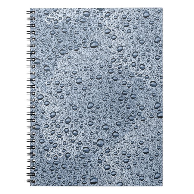 Caderno Espiral Gotas de água de cinza de Gunmetal (Frente)