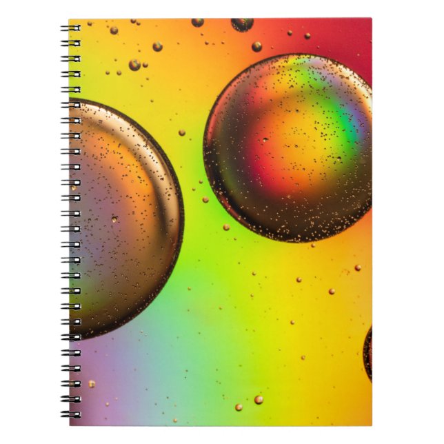 Caderno Espiral Gotas de água verdes e amarelas (Frente)