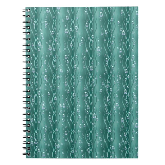 Caderno Espiral Gotas de chuva em metal verde (Frente)
