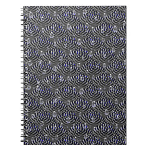Caderno Espiral Gotas de chuva no metal azul de cinza