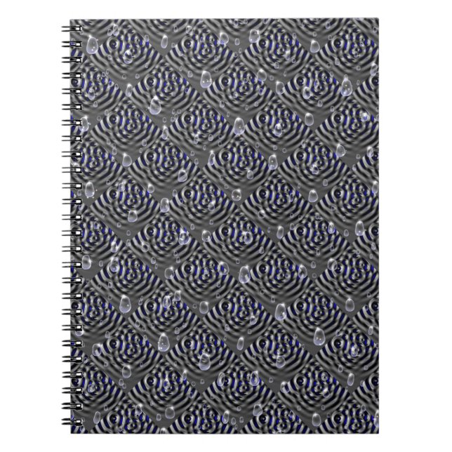 Caderno Espiral Gotas de chuva no metal azul de cinza (Frente)