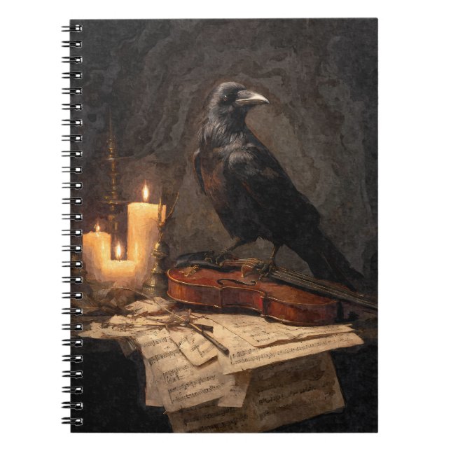 Caderno Espiral Gothic Raven Candlelight Violin Notebook (Frente)