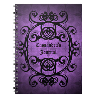 Caderno Espiral Gótica elegante roxo e preto
