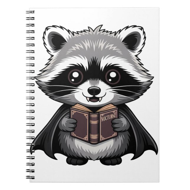 Caderno Espiral Gótica Vampiro Raccoon Bookish (Frente)