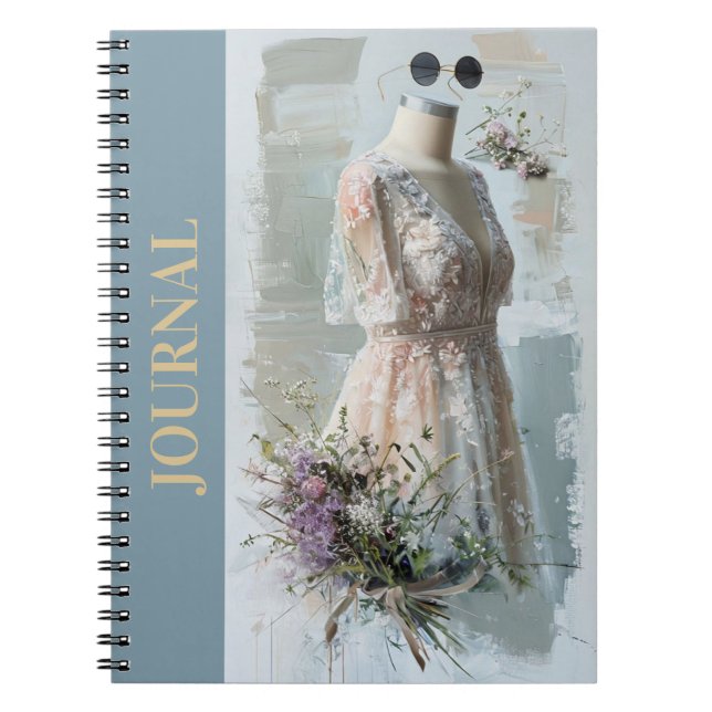 Caderno Espiral Gótica Vitoriana Pequeno Vestido Negro LBD Beige (Frente)