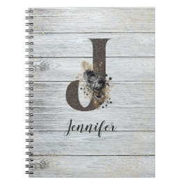 Caderno Espiral Gótico preto Elegante Monograma Moderno