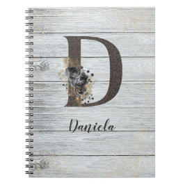 Caderno Espiral Gótico preto Elegante Monograma Moderno