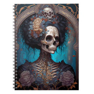 Caderno Espiral Gótico Skeleton Skull Woman Gothic