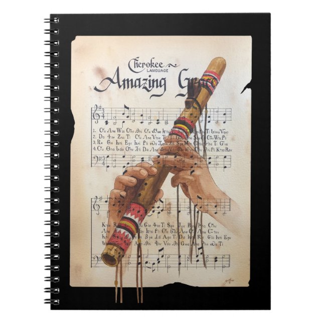 Caderno Espiral Graça incrível na língua Cherokee (Frente)