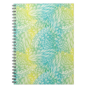 Caderno Espiral Gradação Amarela E Azul Da Vintagem Floral
