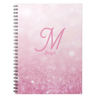 Caderno Espiral Gradiente abstrato brilhante feminino rosa menina