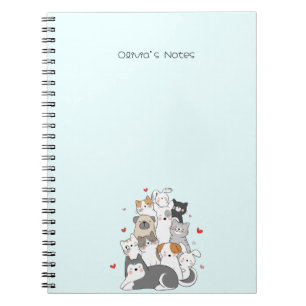 Caderno Espiral Gradiente Colorido de Gato Gato Gato Grito Persona
