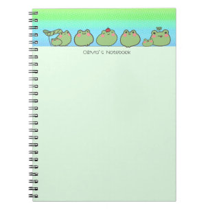Caderno Espiral Gradiente colorido do Sapo bonito Nome personaliza