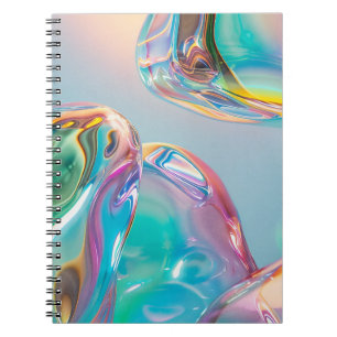 Caderno Espiral Gradiente de Aura de Metal Líquido Holográfico Est