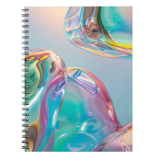 Caderno Espiral Gradiente de Aura de Metal Líquido Holográfico Est (Frente)