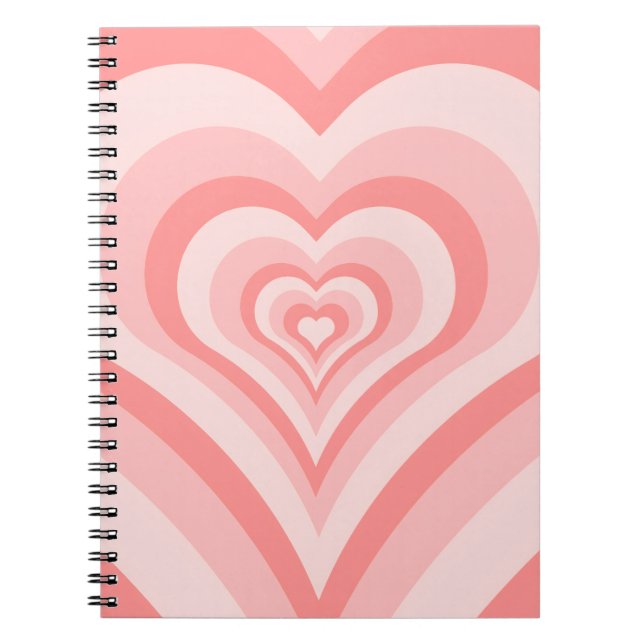 Caderno Espiral Gradiente de Coração Rosa – Amor de Garota Fofo (Frente)