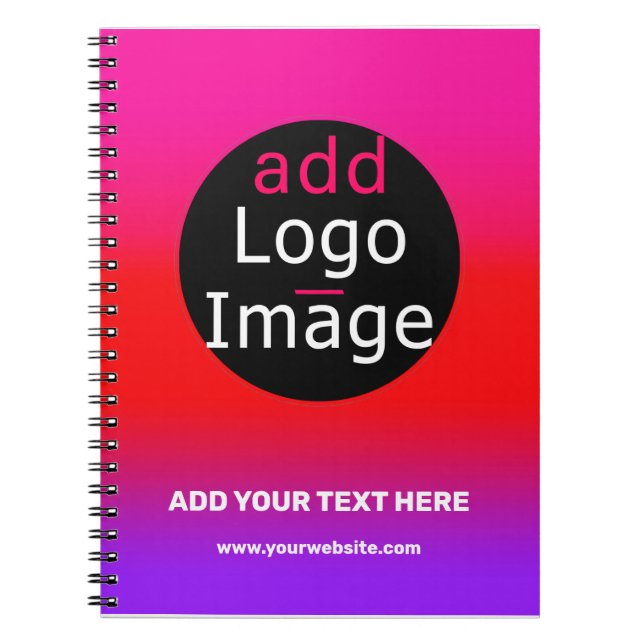 Caderno Espiral Gradiente de negócios personalizável magenta e rox (Frente)