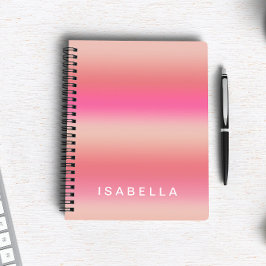 Caderno Espiral Gradiente de Rosa de Espelhamento Rosa Moderno Per