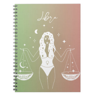 Caderno Espiral Gradiente de sigla em estrela do horóscopo da Libr