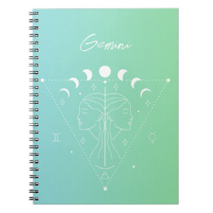Caderno Espiral Gradiente de sinal de estrela do horóscopo gemini