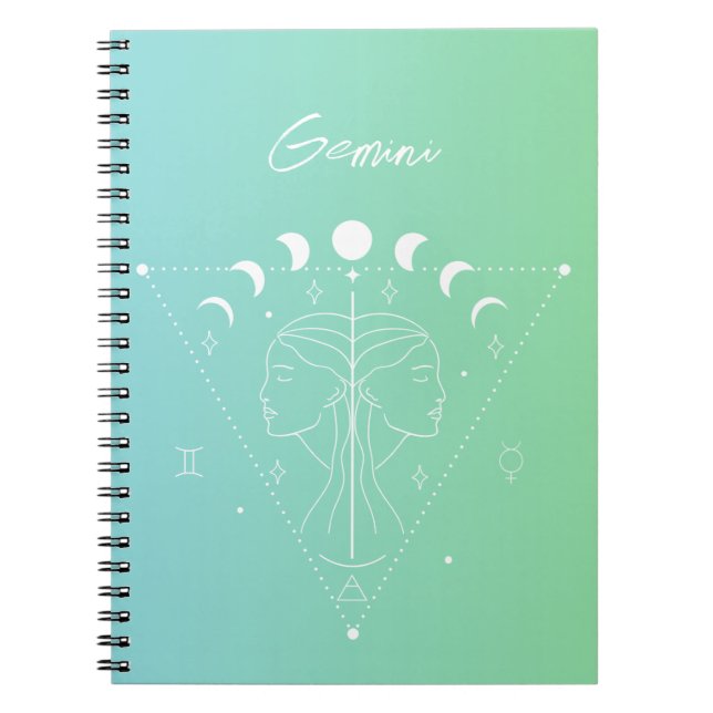 Caderno Espiral Gradiente de sinal de estrela do horóscopo gemini  (Frente)