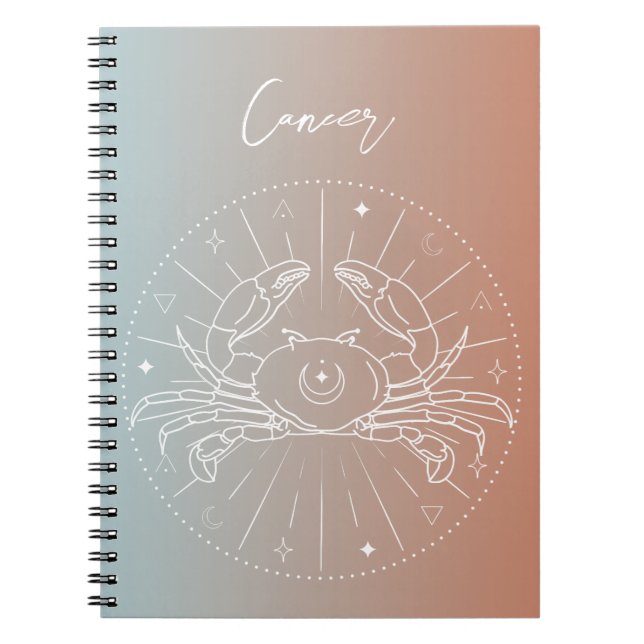Caderno Espiral gradiente de sinal de estrela do horóscopo zodiaco (Frente)