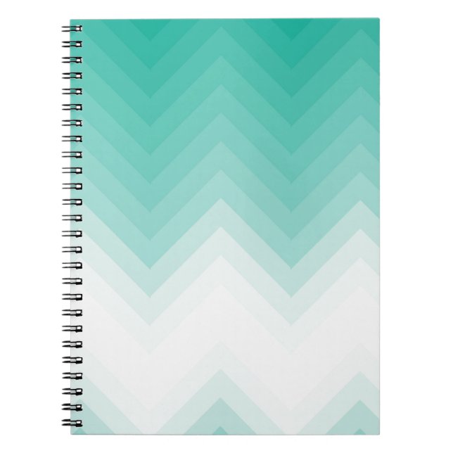 Caderno Espiral Gradiente do Livro de Nota Verde Ombre Chevron Eme (Frente)