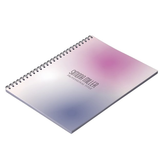 Caderno Espiral Gradiente Estético Minimalista Rosa Roxo Branco (Left Side)