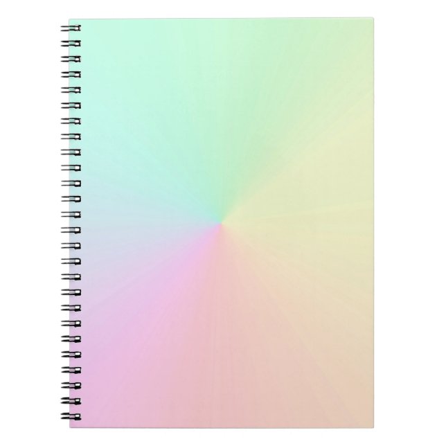 Caderno Espiral Gradiente Mudado Ombre Arco-Íris Estético Pastel (Frente)