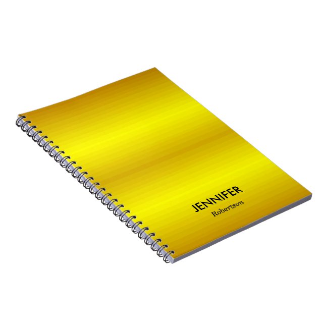 Caderno Espiral Gradiente ouro de nome personalizado (Lado Direito)